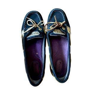 Sperry Women's Black and Gold Top-Sider Boat Shoes size 8.5